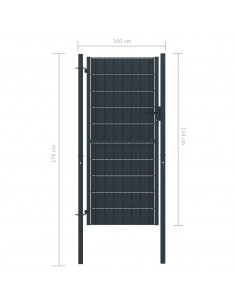 Cancello per Recinzione in PVC e Acciaio 100x124 cm Antracite