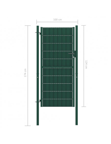 Cancello per Recinzione in PVC e Acciaio 100x124 cm Verde