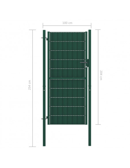 Cancello per Recinzione in PVC e Acciaio 100x204 cm Verde