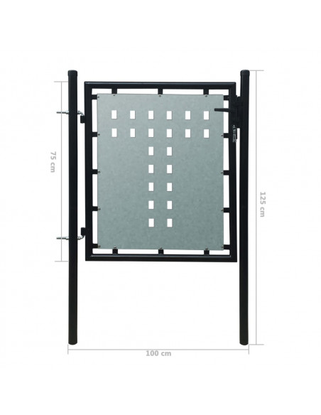 Cancello per Recinzione Singolo Nero 100 x 125 cm