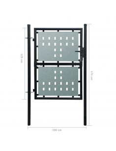 Cancello per Recinzione Singolo Nero 100 x 175 cm