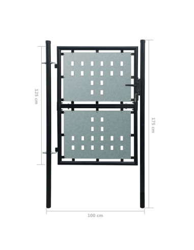 Cancello per Recinzione Singolo Nero 100 x 175 cm