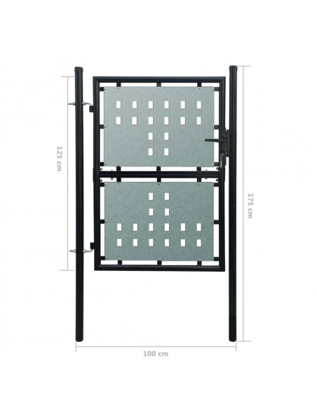 Cancello per Recinzione Singolo Nero 100 x 175 cm