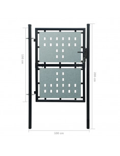 Cancello per Recinzione Singolo Nero 100 x 200 cm
