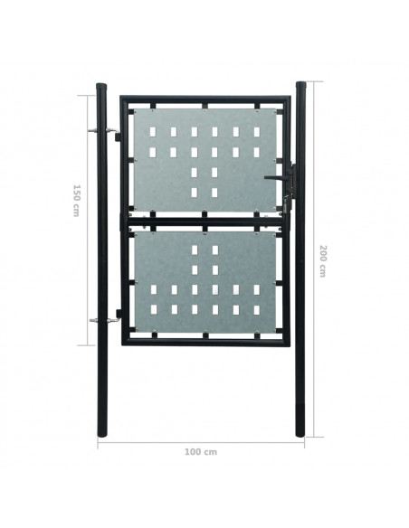 Cancello per Recinzione Singolo Nero 100 x 200 cm