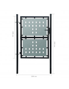 Cancello per Recinzione Singolo Nero 100 x 250 cm