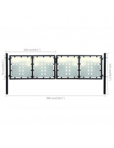Cancello per Recinzione Singolo Nero 300 x 125 cm