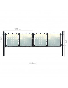 Cancello per Recinzione Singolo Nero 300 x 150 cm