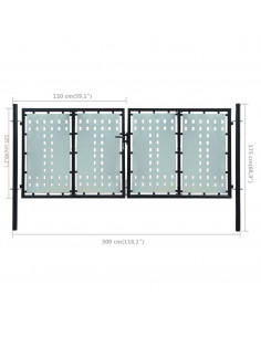 Cancello per Recinzione Singolo Nero 300 x 175 cm