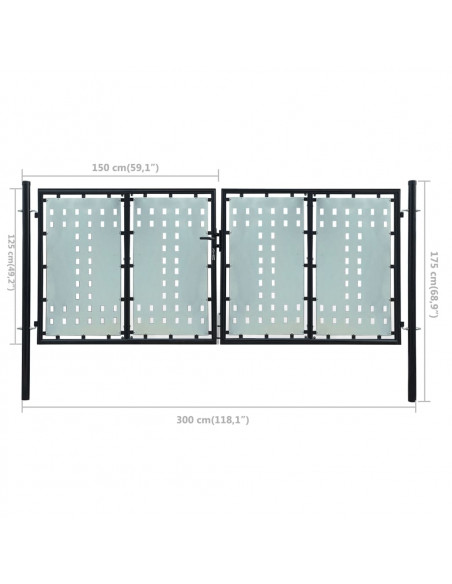 Cancello per Recinzione Singolo Nero 300 x 175 cm