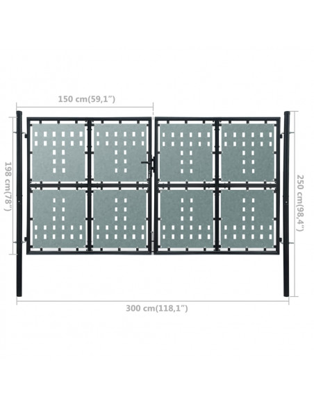 Cancello per Recinzione Singolo Nero 300 x 250 cm