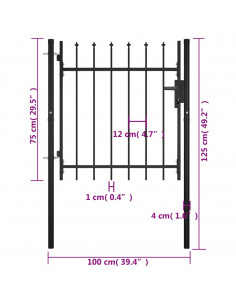 Cancello per Recinzioni con Design a Lance 100x75 cm