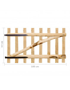 Cancello Singolo per Recinzione in Legno di Nocciolo 100x60 cm