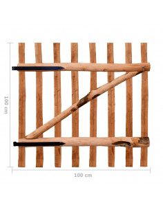 Cancello Singolo Recinzione Legno Nocciolo Impregnato 100x100cm
