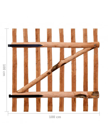 Cancello Singolo Recinzione Legno Nocciolo Impregnato 100x100cm