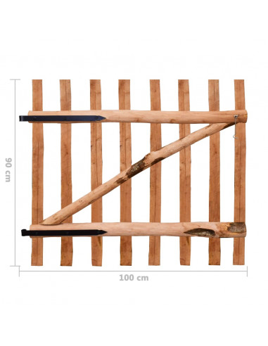 Cancello Singolo Recinzione Legno Nocciolo Impregnato 100x90 cm
