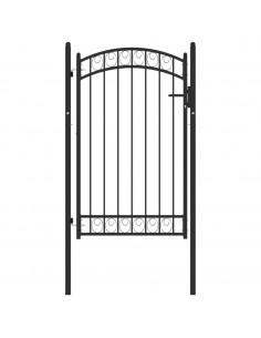 Cancello per Recinzione ad Arco in Acciaio 100x150 cm Nero 2
