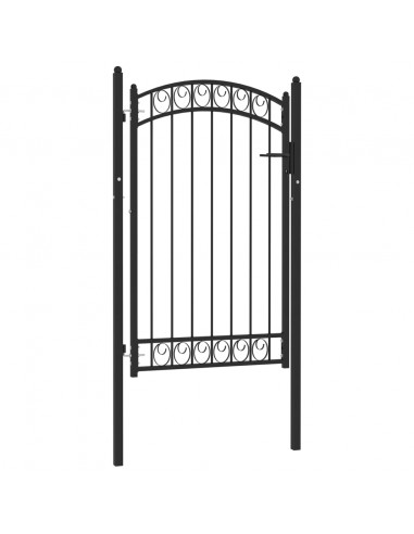 Cancello per recinzione EMMEN con parte superiore ad arco in acciaio 100x106 cm Nero