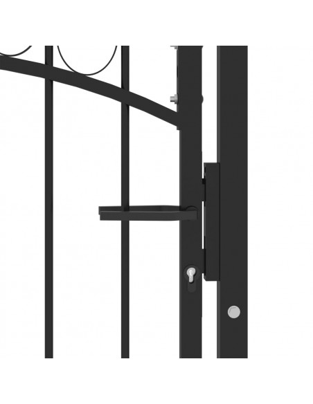 Cancello per recinzione EMMEN con parte superiore ad arco in acciaio 100x106 cm Nero