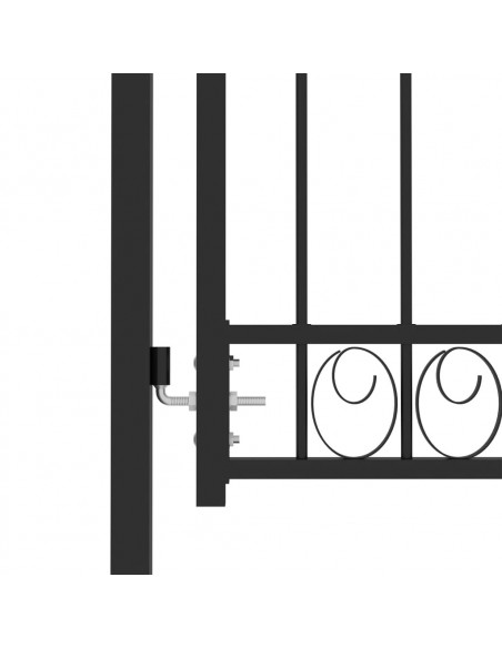 Cancello per Recinzione ad Arco in Acciaio 100x150 cm Nero