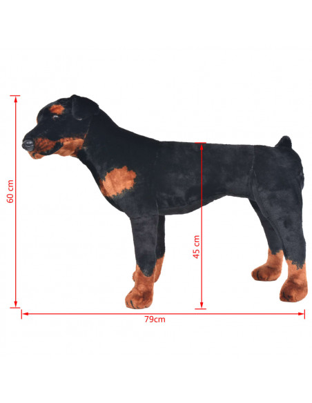 Cane Rottweiler in Peluche in Piedi Nero e Marrone XXL
