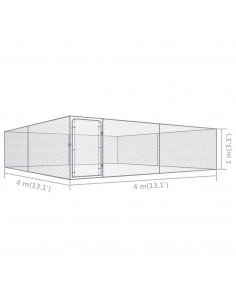Canile da Esterno in Acciaio Zincato 4x4x1 m