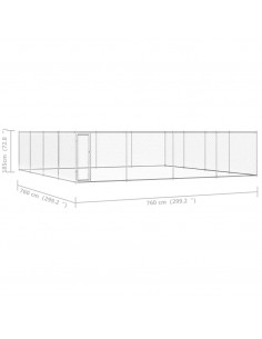 Canile da Esterno in Acciaio Zincato 760x760x185 cm