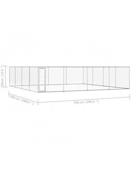 Canile da Esterno in Acciaio Zincato 760x760x185 cm