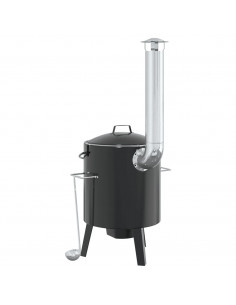 Cannone Gulasch con Camino e Coperchio Nero Acciaio Smaltato