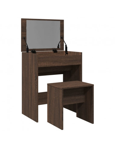 Toeletta e Sgabello Rovere Marrone 60x40x113,5 cm