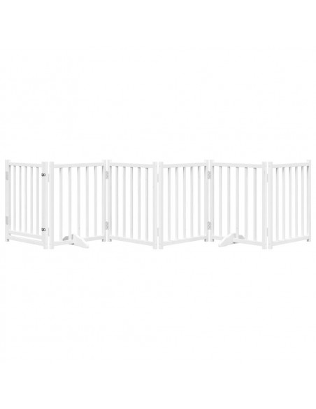 Cancello Cani Pieghevole Bianco 6 Pannelli 300cm Massello Abete