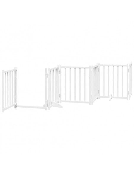 Cancello Cani Pieghevole Bianco 6 Pannelli 300cm Massello Abete