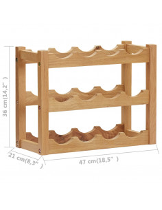 Cantinetta per 12 Bottiglie 47x21x36 cm in Legno Massello di Rovere