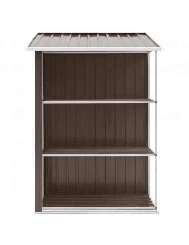 Capanno da Giardino con Scaffali Marrone 205x130x183 cm Ferro