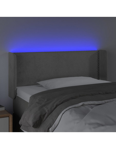 Testiera Grigio Chiaro a LED 103x16x78/88 cm in Velluto