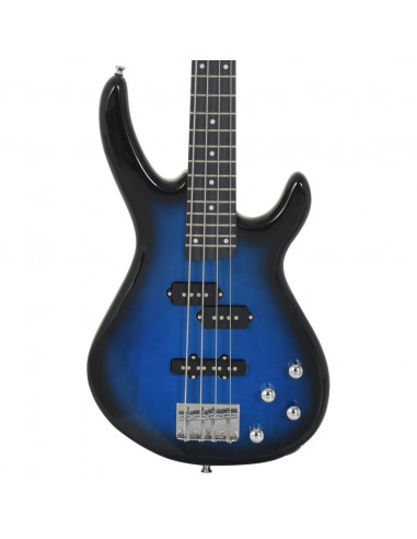Basso Elettrico per Principianti con Custodia Blu Nero 4/4 46"