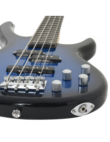 Basso Elettrico per Principianti con Custodia Blu Nero 4/4 46"