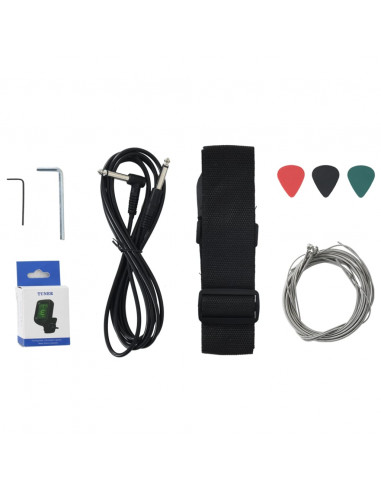 Basso Elettrico per Principianti con Custodia Blu Nero 4/4 46"