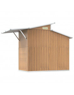 Capanno da Giardino Marrone 270x130x208,5 cm Acciaio Zincato