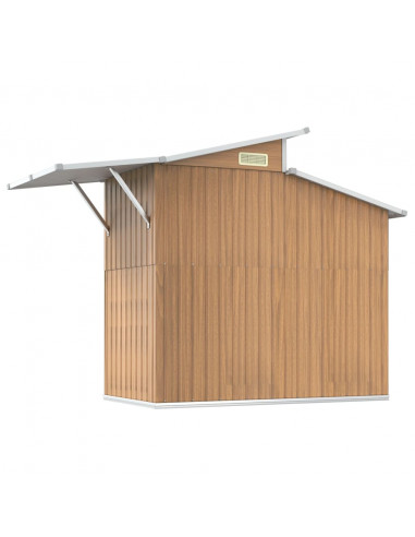 Capanno da Giardino Marrone 270x130x208,5 cm Acciaio Zincato