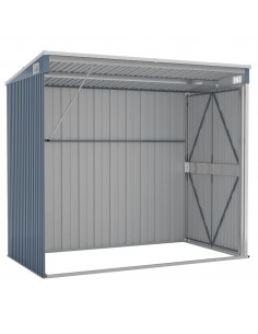 Capanno Giardino a Parete Grigio 118x194x178 cm Acciaio Zincato