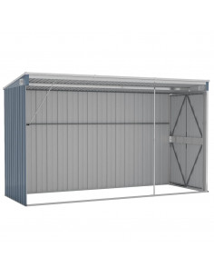 Capanno Giardino a Parete Grigio 118x288x178 cm Acciaio Zincato