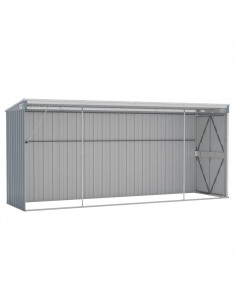 Capanno Giardino a Parete Grigio 118x382x178 cm Acciaio Zincato