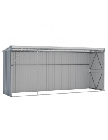 Capanno Giardino a Parete Grigio 118x382x178 cm Acciaio Zincato