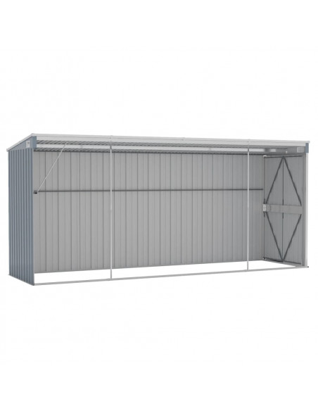 Capanno Giardino a Parete Grigio 118x382x178 cm Acciaio Zincato