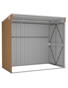 Capanno Giardino a Parete Marrone 118x194x178cm Acciaio Zincato