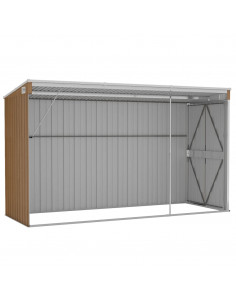 Capanno Giardino a Parete Marrone 118x288x178cm Acciaio Zincato