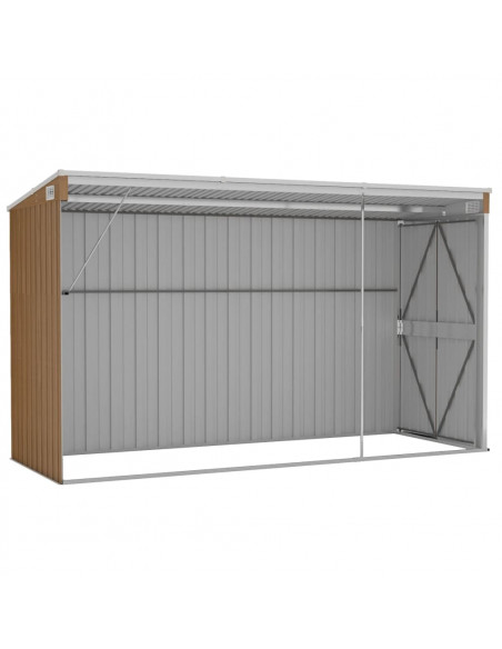 Capanno Giardino a Parete Marrone 118x288x178cm Acciaio Zincato