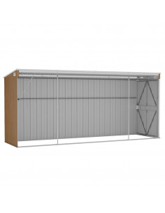 Capanno Giardino a Parete Marrone 118x382x178cm Acciaio Zincato