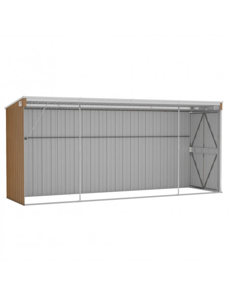 Capanno Giardino a Parete Marrone 118x382x178cm Acciaio Zincato